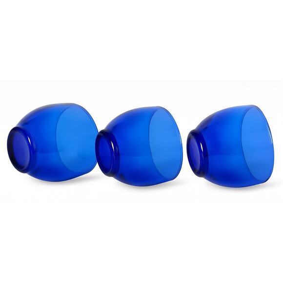 Vintage Hazel-Atlas Cobalt Blue Juice Whiskey Glasses 2.5” Set of 3 1930s-40s - Picture 3 of 4